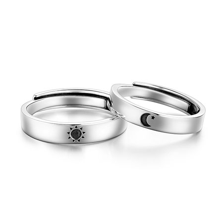Sun and Moon Rings for Couples in Sterling Silver