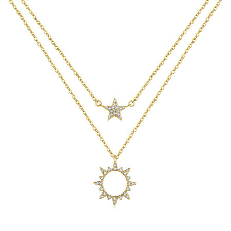 Sun and Star Layered Necklace in Sterling Silver