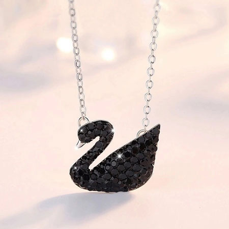 Black Swan Necklace Pendant in 925 Sterling Silver