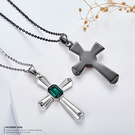 Cross Pendant Necklace with Crystal from Swarovski