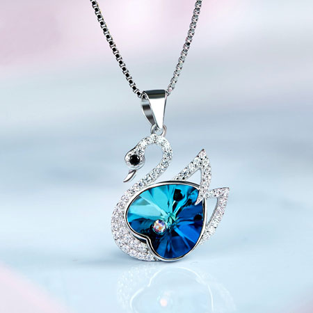 Dazzling Swan Pendant Necklace With Crystals from Swarovski
