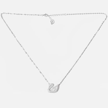 White Swan Crystal Pendant Necklace in Sterling Silver