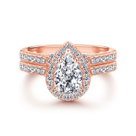 Teardrop Engagement Ring Set in Sterling Silver