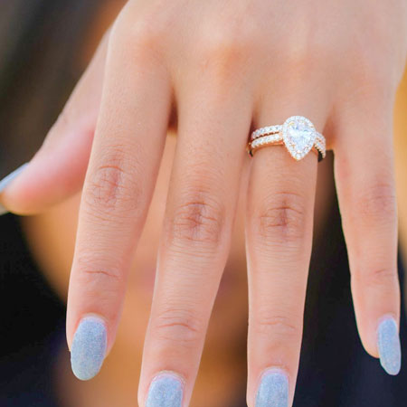 Teardrop Engagement Ring Set in Sterling Silver