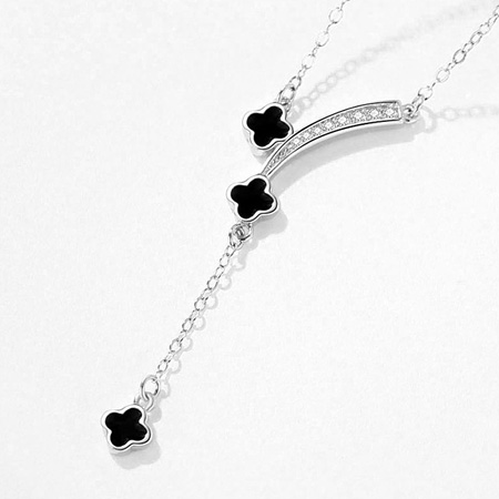 Three Four Leaf Clover Necklace in Sterling Silver