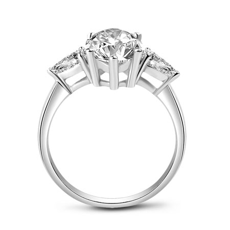Three Stone Marquise Shaped Ring 5 Carat SONA Diamond in Sterling Silver