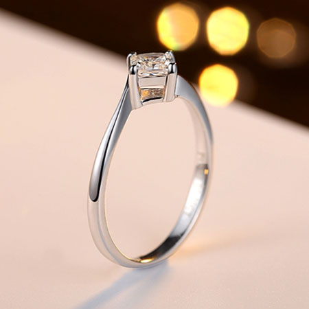 Twisted Princess Cut Engagement Ring in Sterling Silver