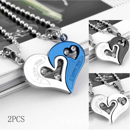 Two Half Heart Necklaces for Couples Set