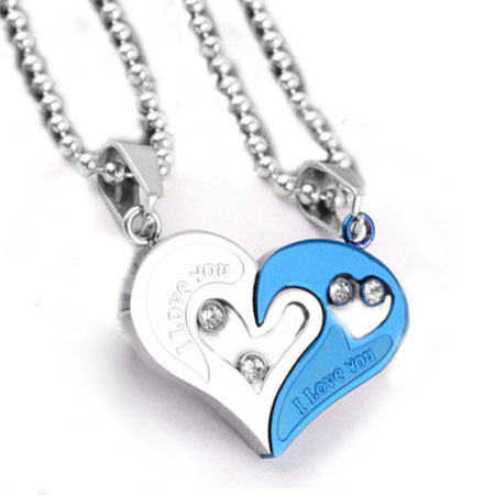 Two Half Heart Necklaces for Couples Set