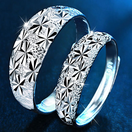 Unique His and Hers Wedding Ring Sets in Sterling Silver