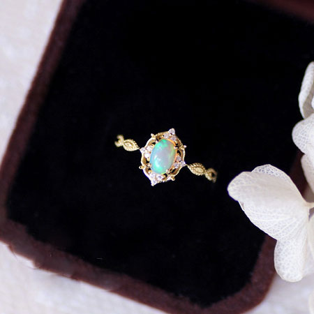 Vintage Opal Engagement Ring for Sale Sterling Silver Plated Gold