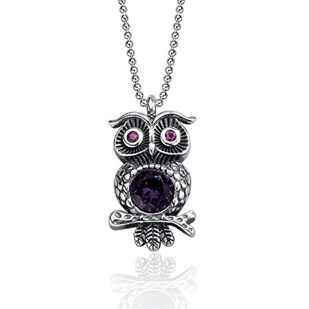Vintage Owl Pendant Necklace in Sterling Silver
