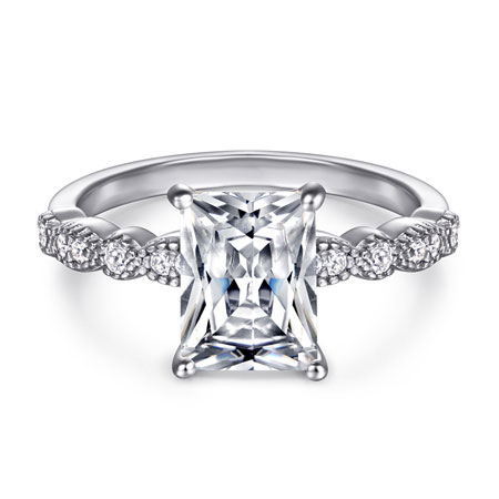 Vintage Princess Cut Engagement Rings in Sterling Silver