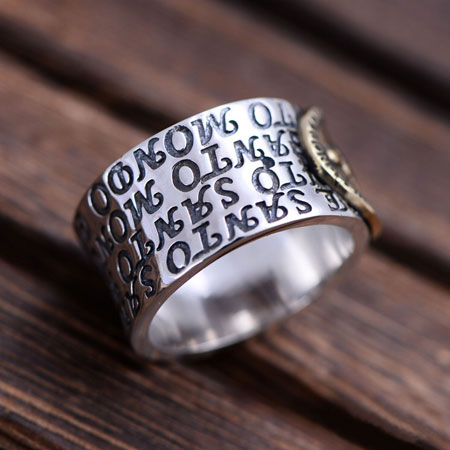 Virgin Mary Wedding Ring for Men in Sterling Silver