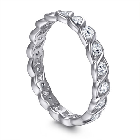 Wave Shaped Wedding Rings for Women in Sterling Silver