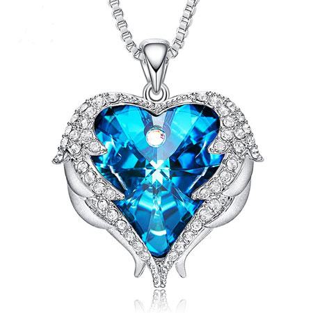 White Gold Plated Heart of The Ocean Necklace with Crystal from Swarovski