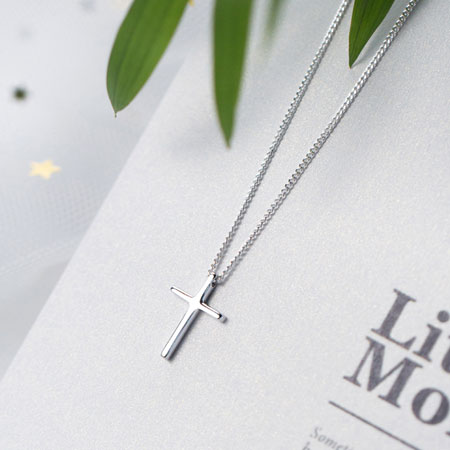 Womens Small Sterling Silver Cross Necklace