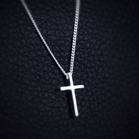 Womens Small Sterling Silver Cross Necklace